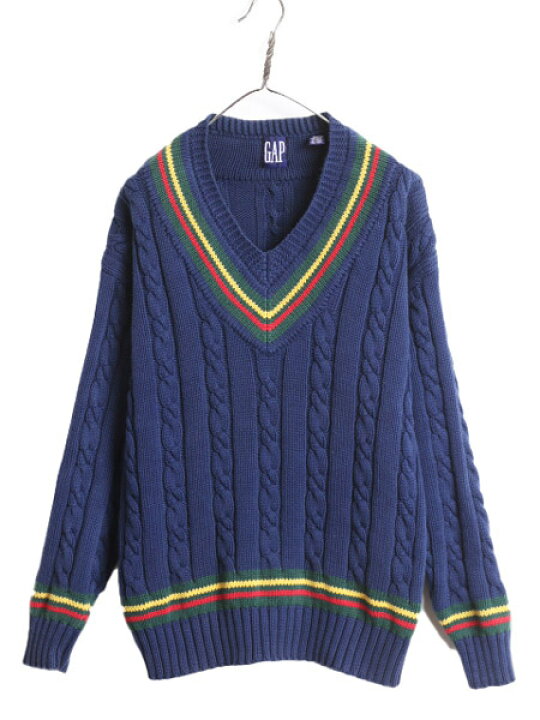 楽天市場】90s OLD GAP チルデン コットン ニット セーター メンズ L 