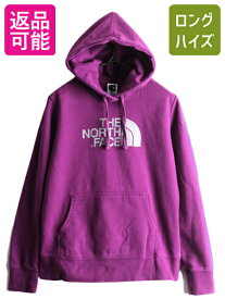 ノースフェイス プリント スウェット フード パーカー レディース M アウトドア The North Face トレーナー プルオーバー 裏起毛 パープル| 古着 中古 ノース スエット プリントパーカー ロゴパーカー スウェットパーカー フードパーカー ヘビーウェイト 厚手 紫 アメカジ