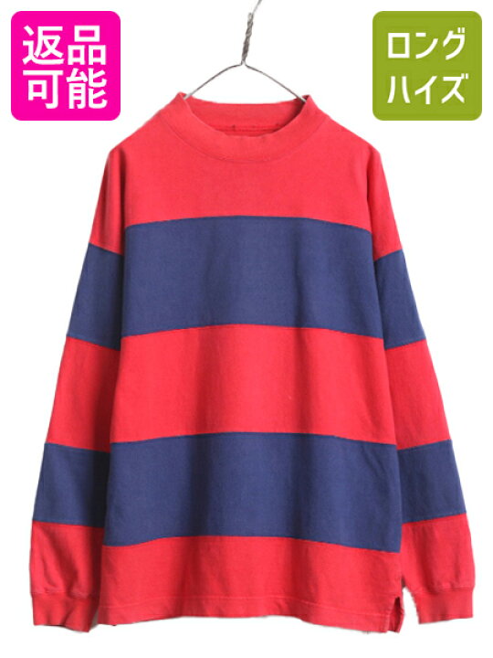 楽天市場】90s OLD GAP モックネック ボーダー 長袖 Tシャツ メンズ XL  