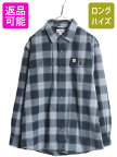 【4/20 24h限定 P4倍&10%OFF!】 US企画 カーハート ヘビー フランネル シャツ メンズ L 古着 Carhartt ネルシャツ ブロック チェック ネル ワーク 長袖シャツ ポケット付き| 中古 日本未発売 フランネルシャツ チェックシャツ ワークシャツ コットン ヘビーフランネル ヘビ