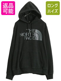 【スーパーSALE 最大半額&SPクーポン!】 ノースフェイス プリント スウェット フード パーカー メンズ L The North Face アウトドア トレーナー プルオーバー 裏起毛 ブラック 薄手| 古着 中古 黒 ノース スエット スウェットパーカー プリントパーカー フードパーカー ロゴ