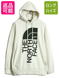 ノースフェイス プリント スウェット フード パーカー レディース XL / 古着 The North Face プルオーバー 裏起毛 トレーナー アウトドア| 中古 ノース 大きいサイズ スエット スウェットパーカー プリントパーカー フードパーカー ロゴパーカー ポケット付き アイボリー