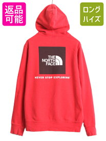 【4/12 24h限定777円OFFクーポン!】 ノースフェイス 両面 プリント スウェット フード パーカー メンズ S 古着 The North Face プルオーバー 裏起毛 トレーナー アウトドア 赤| 中古 ノース スエット スウェットパーカー プリントパーカー フードパーカー バックプリント ボ