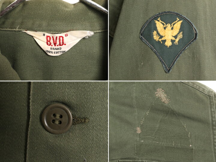 楽天市場】60s BVD コットン サテン ユーティリティ シャツ メンズ M 