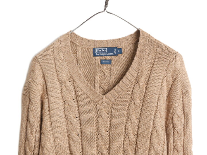楽天市場】90s 高級 シルク 100% ポロ ラルフローレン ケーブル ニット  