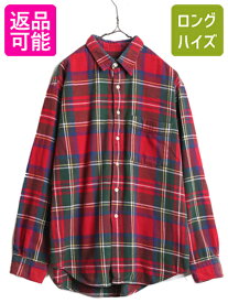 【4/25 24h限定 500円OFF&P8倍!!】 90s J CREW チェック 長袖 ヘビー フランネル シャツ メンズ L / 古着 90年代 オールド 巨人タグ 旧タグ ネルシャツ Jクルー マルチカラー| 中古 90's ジェイクルー 長袖シャツ チェックシャツ コットンシャツ フランネルシャツ ヘビーネ