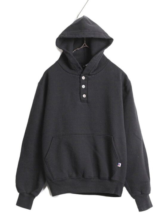 BR>90s USA製 RUSSELLラッセル 無地 ヘンリーネック スウェット  