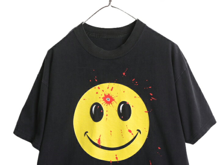 楽天市場】00s ☆ ぶち抜き スマイル イラスト プリント Tシャツ  