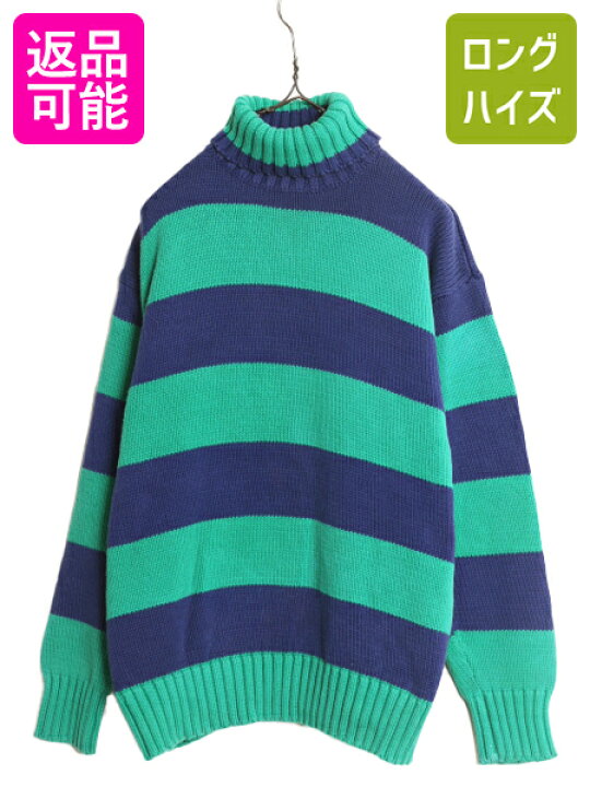 楽天市場】90s OLD GAP タートルネック ボーダー コットン ニット 
