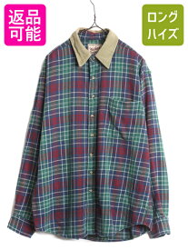 90s ウールリッチ チェック フランネル シャツ メンズ L / 古着 90年代 オールド Woolrich アウトドア ネルシャツ 長袖シャツ マルチカラー| 中古 90's フランネルシャツ ネル チェックシャツ コットン コットンシャツ 襟 コーデュロイ ポケット付き カジュアル アメカジ