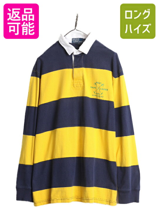 楽天市場】90s ポロ ラルフローレン ボーダー 長袖 ラガーシャツ 