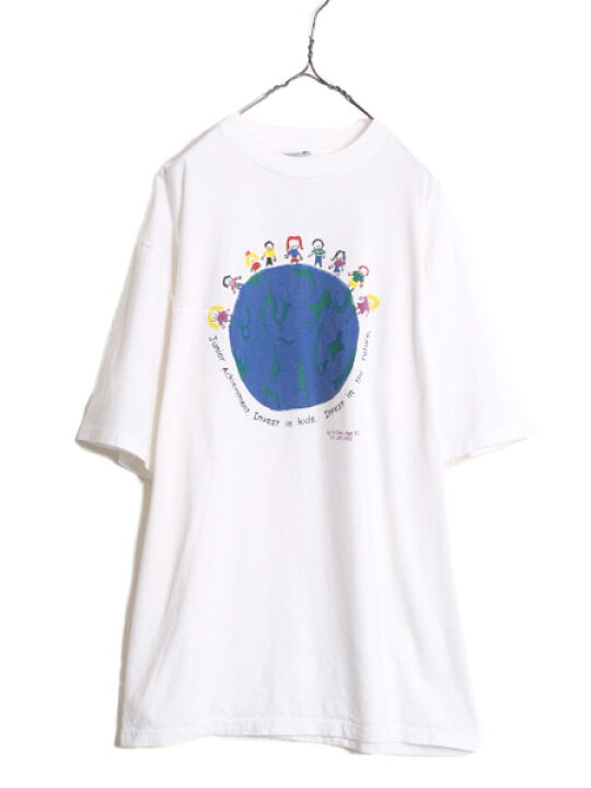 楽天市場】90s ☆ 地球 アート イラスト プリント Tシャツ メンズ XL 