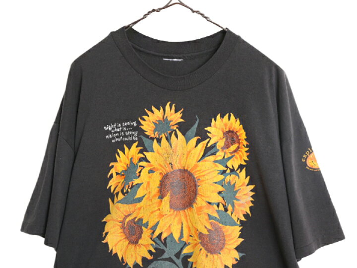 楽天市場】90s ☆ ひまわり アート イラスト プリント Tシャツ メンズ 