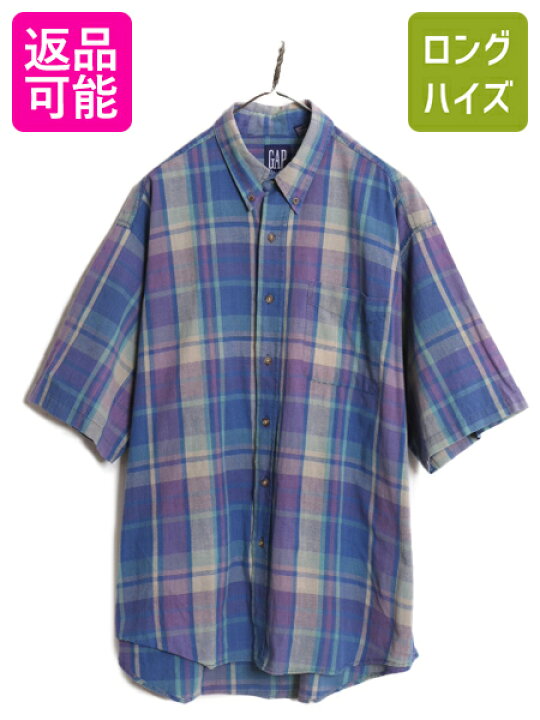 楽天市場】90s OLD GAP チェック 半袖 ボタンダウン シャツ メンズ L 