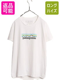 19年製 パタゴニア プリント 半袖 Tシャツ レディース L 古着 Patagonia アウトドア オーガニックコットン パステル フィッツロイ ホワイト| 中古 半袖Tシャツ プリントTシャツ ロゴTシャツ グラフィック イラスト クルーネック ワンポイント ボックスロゴ 白 シンプル USED