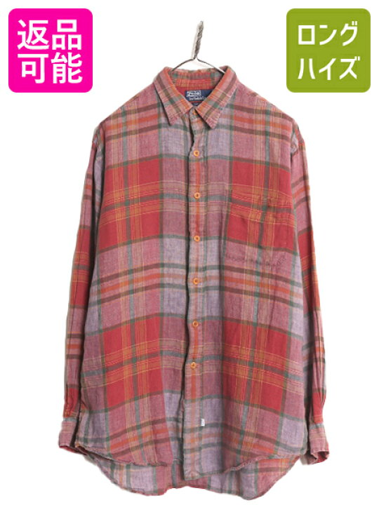 楽天市場】90s ポロ ラルフローレン 100% リネン チェック 長袖 シャツ 
