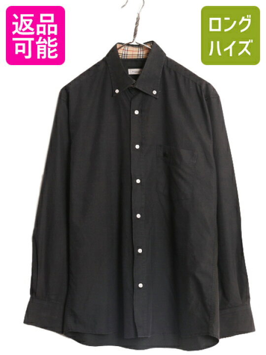 Burberry ロンドン メンズ チェック シャツ ブラック ボタンダウン L 