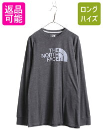 ノースフェイス プリント 長袖 Tシャツ メンズ L / 古着 The North Face アウトドア クルーネック ロングスリーブ プリントT ロンT グレー| 中古 ノース カットソー 長袖Tシャツ プリントTシャツ ロゴTシャツ ロゴT ロングTシャツ ロゴプリント カジュアル 灰 アメカジ USED