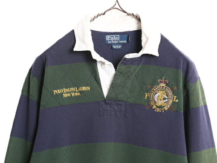 楽天市場】90s ポロ ラルフローレン ボーダー 長袖 ラガー シャツ  