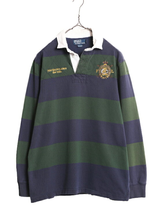 楽天市場】90s ポロ ラルフローレン ボーダー 長袖 ラガー シャツ  