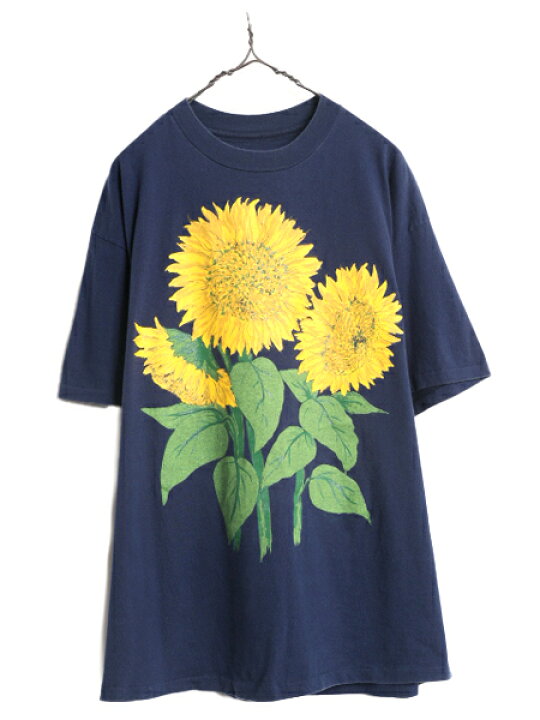 楽天市場】90s ひまわり アート イラスト プリント 半袖 Tシャツ 