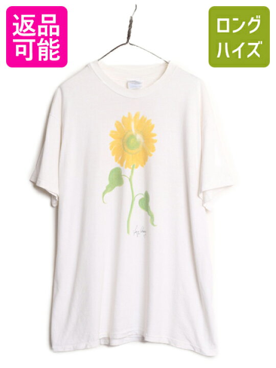 楽天市場】90s USA製 ひまわり アート イラスト プリント Tシャツ 