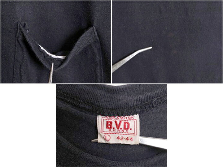 楽天市場】60s USA製 BVD ポケット付き 無地 半袖 Tシャツ L 小さめ