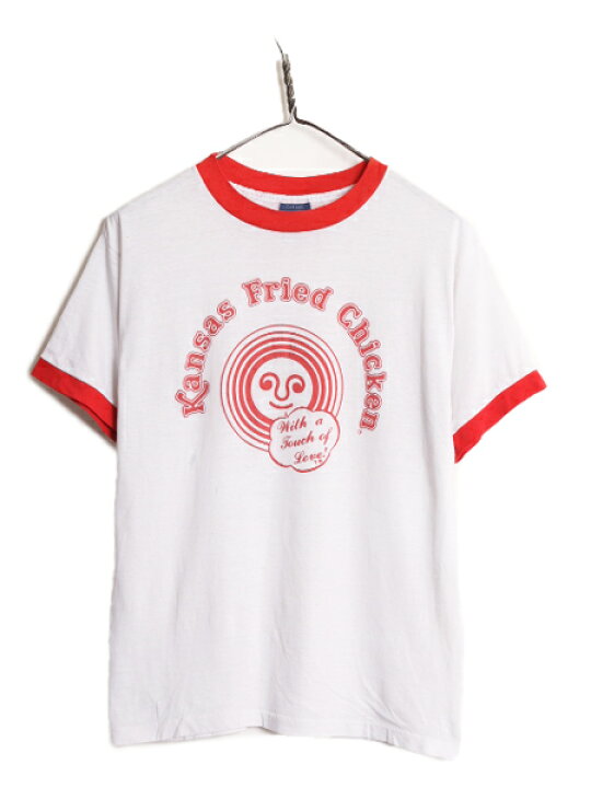 楽天市場】80s USA製 企業 ロゴ プリント リンガー Tシャツ メンズ L 