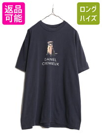 ダニエル クレミュ ドッグ イラスト プリント 半袖 Tシャツ メンズ L DANIEL CREMIEUX アニマル アート グラフィック ロゴT ヘビーウェイト| 古着 中古 半袖Tシャツ プリントTシャツ 犬 イヌ 動物 プリントT ロゴTシャツ ロゴT クルーネック シンプル カジュアル ネイビー 紺