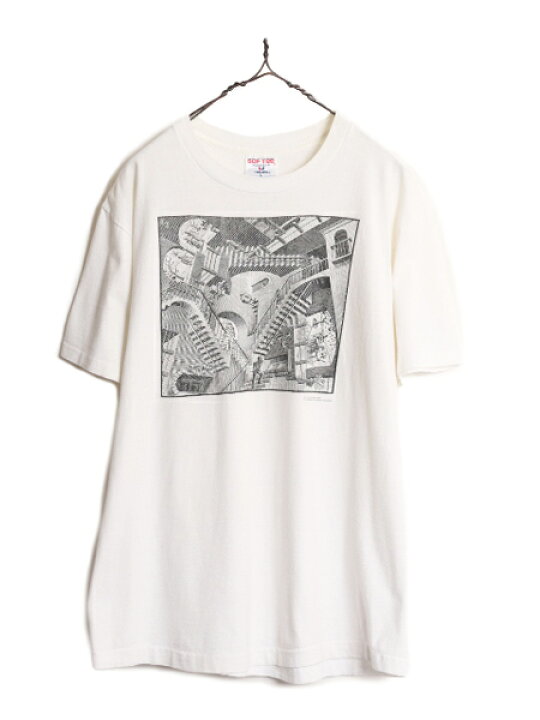 楽天市場】90s USA製 ☆ エッシャー アート イラスト プリント Tシャツ 