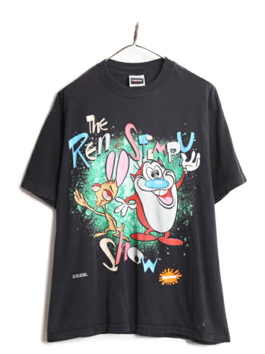 楽天市場】90s REN & STIMPY キャラクター イラスト プリント Tシャツ 