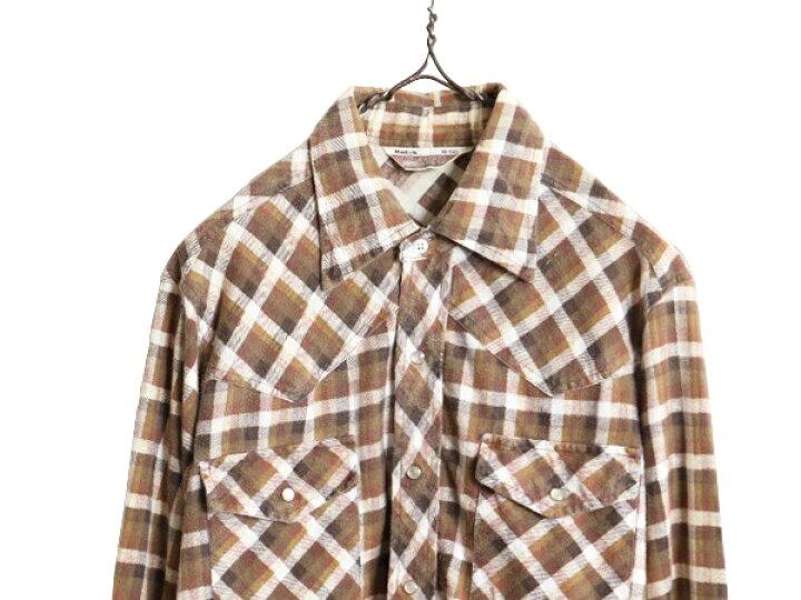 楽天市場】70s シアーズ チェック プリント フランネル ウエスタン  