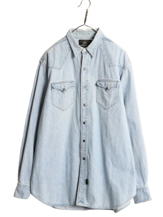 楽天市場】90s 初期タグ RRL ラルフローレン デニム ウエスタン シャツ 