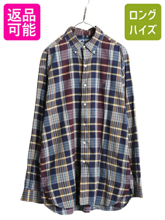 楽天市場】90s ラルフローレン チェック 3点留め 長袖 ボタンダウン 