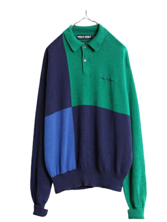 楽天市場】90s ポロゴルフ コットン 長袖 ニット ポロシャツ メンズ L 