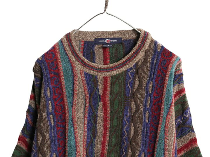 楽天市場】90s COTTON TRADERS 3D 立体編み ニット セーター メンズ XL 