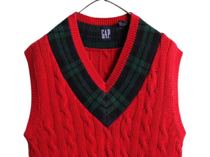 楽天市場】90s OLD GAP Vネック コットン ケーブル チルデン ニット 