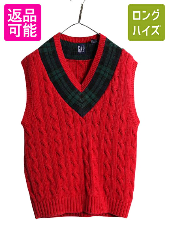 楽天市場】90s OLD GAP Vネック コットン ケーブル チルデン ニット 