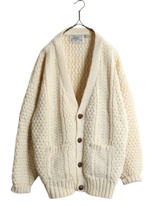 楽天市場】80s 手編み アイルランド製 フィッシャーマン ウール ニット  