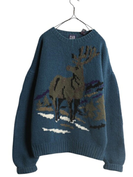 楽天市場】手編み 90s OLD GAP シェットランド ウール デザイン ニット 