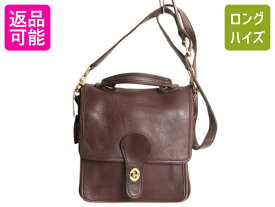 オールドコーチ 本革 レザー 2WAY レザーバッグ / COACH ショルダーバッグ ハンドバック コーチ レディース メンズ ブラウン 牛革 斜め掛け| 古着 中古 コーチバッグ ショルダー バッグ 肩掛け カウハイド ターンロック 多ポケット ハンドル付き 茶 濃茶 シンプル アメカジ