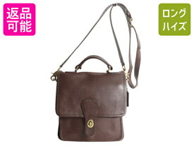 オールドコーチ 本革 レザー 2WAY レザーバッグ / COACH ショルダーバッグ ハンドバック コーチ レディース メンズ 牛革 斜め掛け ブラウン| 古着 中古 コーチバッグ ショルダー バッグ 肩掛け カウハイド ターンロック 多ポケット ハンドル付き 茶 シンプル 濃茶 アメカジ