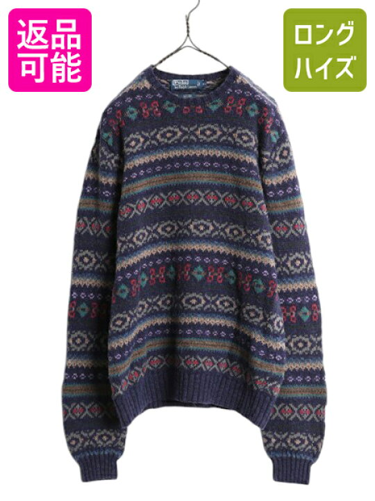 古着 used 〜00s IVY CREW アクリルニットセーター ヴィンテージ 総柄