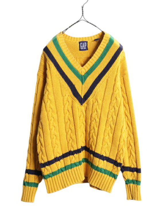 楽天市場】90s OLD GAP チルデン ケーブル ニット セーター メンズ М 