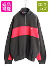 90s ポロスポーツ ラルフローレン ハーフジップ スウェット メンズ XL / 古着 オールド ポロ 星条旗 トレーナー プルオーバー 裏起毛 黒 赤| 中古 90's 90年代 POLO SPORT RALPH LAUREN 大きいサイズ ブラック レッド スエット ハイネック スウェットシャツ ツートン USED