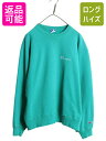 80s USA製 チャンピオン ワンポイント スウェット メンズ レディース XXL / ヴィンテージ 裏起毛 トレーナー スクリプト 前V 大きいサイズ| 古着 中古 80's 80年代 ビンテージ アメリカ製 2XL スエット ロゴスウェット スウェットシャツ ターコイズ グリーン アメカジ USED