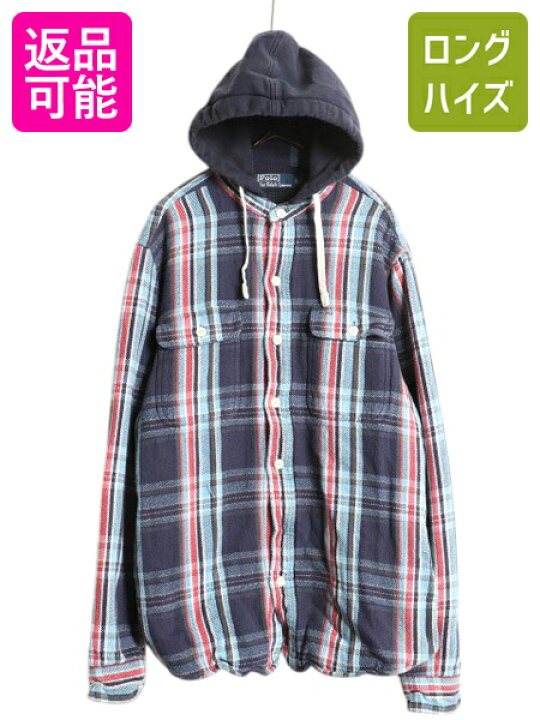 楽天市場】90s ポロ ラルフローレン フード付き フランネル シャツ 