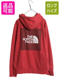 【4/12 24h限定777円OFFクーポン!】 ノースフェイス 両面 プリント スウェット フード パーカー メンズ L / The North Face アウトドア トレーナー プルオーバー 薄手 レッド| 古着 中古 スエット スウェットパーカー プリントパーカー フードパーカー バックプリント グラ