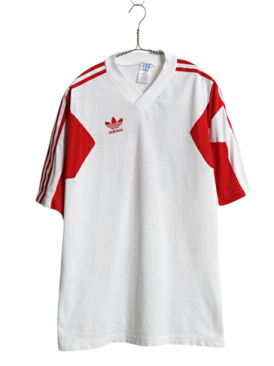 80s 90s USA製 adidas ユニフォーム サッカー シャツ 白 XL 80-90年代 