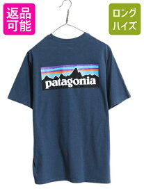 【2/7 マラソン最大半額SALE×P5倍!】 パタゴニア 両面 プリント 半袖 Tシャツ メンズ M / アウトドア P6 バックプリント ボックスロゴ クルーネック カットソー ブルー ネイビー| 古着 中古 Patagonia 半袖Tシャツ プリントTシャツ ロゴTシャツ プリントT ロゴT フィッツロ